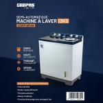 Machine à laver 13 kg Semi-Automatique Geepas - GSWM18014N