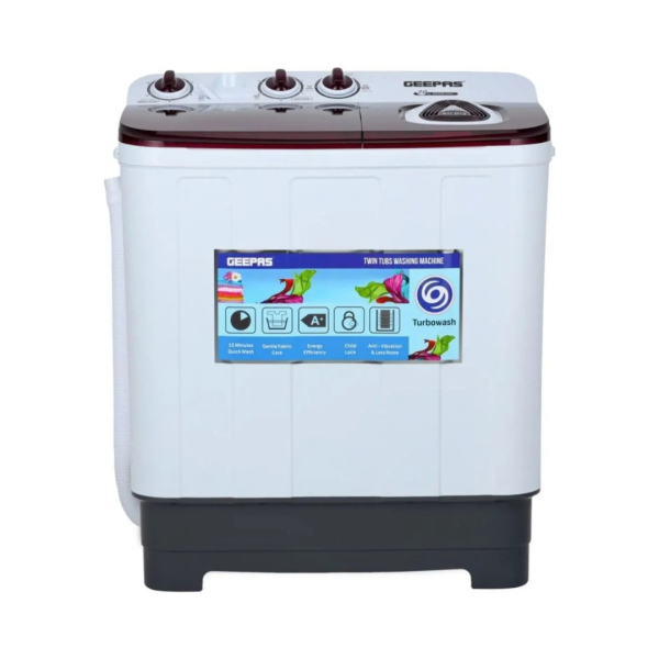 Machine à laver 7 kg à Double cuve Geepas - GSWM18041